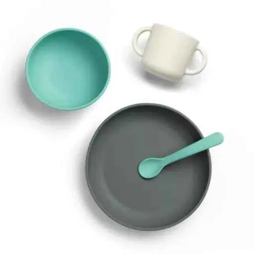 Coffret Repas Bébé en Silicone Premium - Lagoon - Couettes et Chouquettes