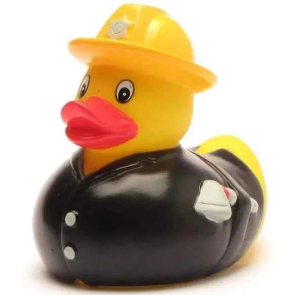 Canard en caoutchouc Pompier - Couettes et Chouquettes