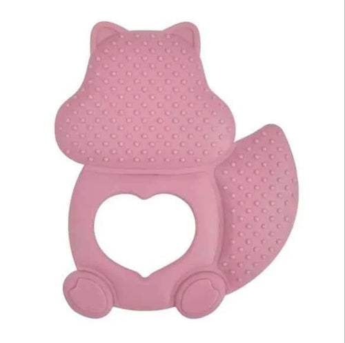 Anneau de dentition en silicone Ecureuil - Rose poudré - Couettes et Chouquettes