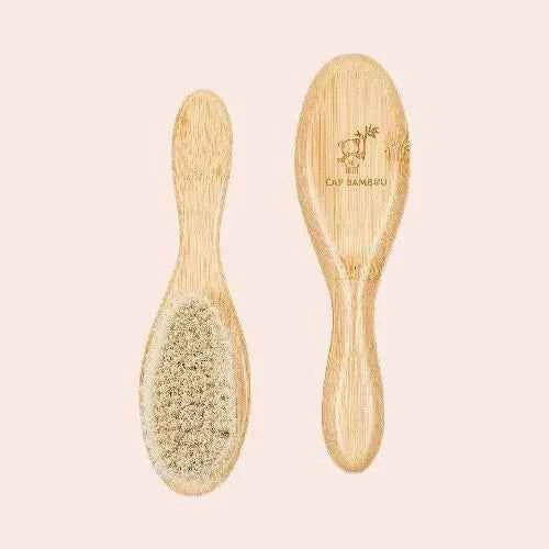 Brosse à cheveux bébé en bambou et poils de chèvre - Couettes et Chouquettes
