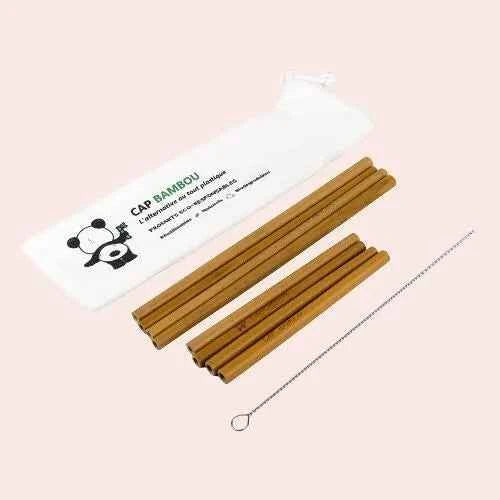 Kit pailles mix en bambou - Couettes et Chouquettes