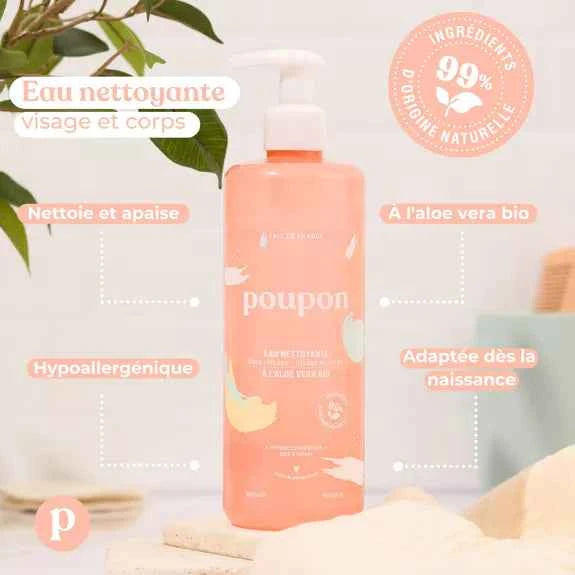 Eau nettoyante visage et corps - Couettes et Chouquettes