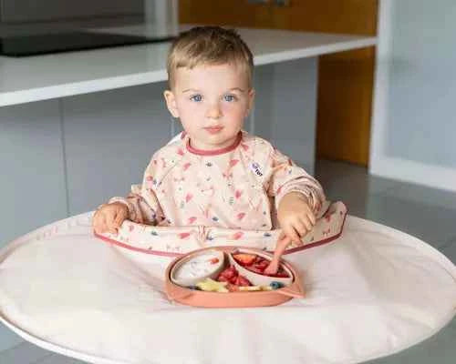 Tidy Tot - Kit Bavoir & Plateau : Sable - Couettes et Chouquettes