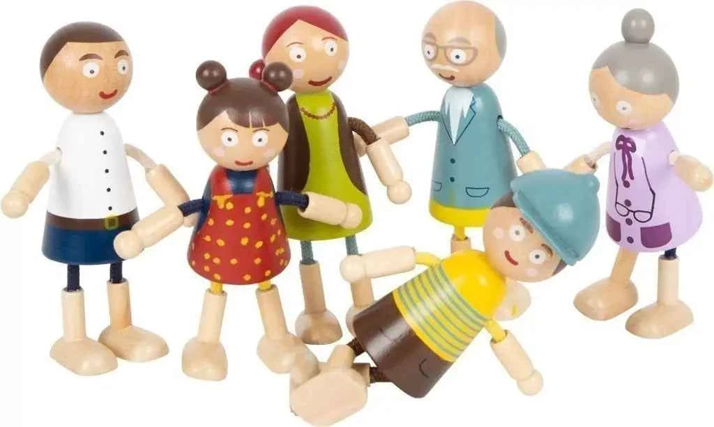 Famille de poupées articulées en bois - Couettes et Chouquettes