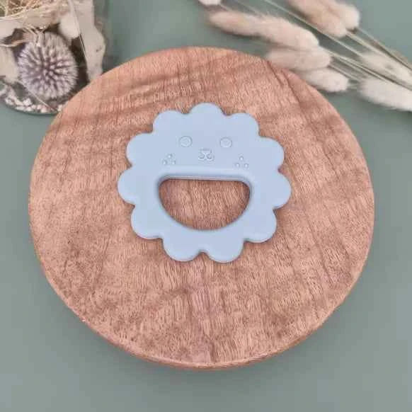 Anneau de dentition en silicone Lion - Bleu doux - Couettes et Chouquettes