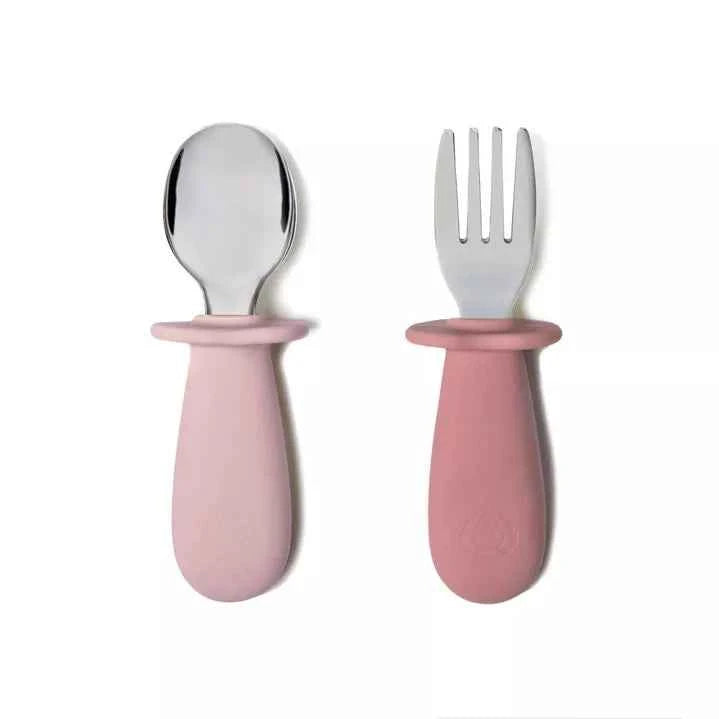 Set de couverts fourchette/cuillère (Rose ancien/Rose) - Couettes et Chouquettes