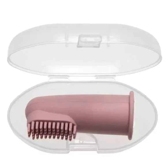 Brosse à dents en silicone avec étui - Rose poudré - Couettes et Chouquettes