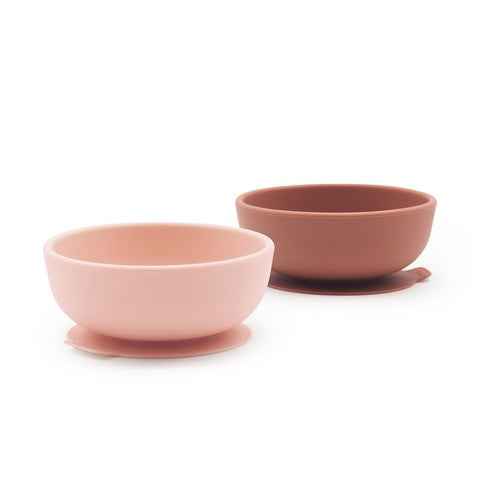 Set de 2 Bols ventouse en silicone - Blush / Terracotta - Couettes et Chouquettes
