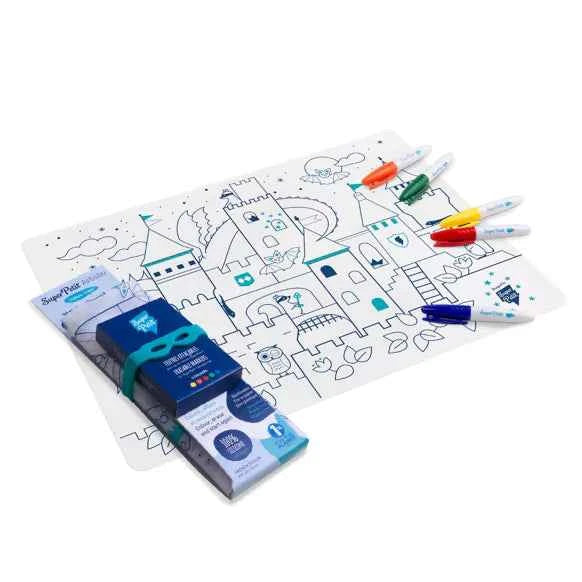 Set de table en silicone à colorier - réutilisable CHATEAU - Couettes et Chouquettes