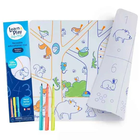 LES CHIFFRES set en silicone illustré + feutres pointe fine inclus - Couettes et Chouquettes