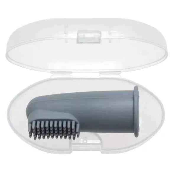 Brosse à dents en silicone avec étui - Bleu gris - Couettes et Chouquettes