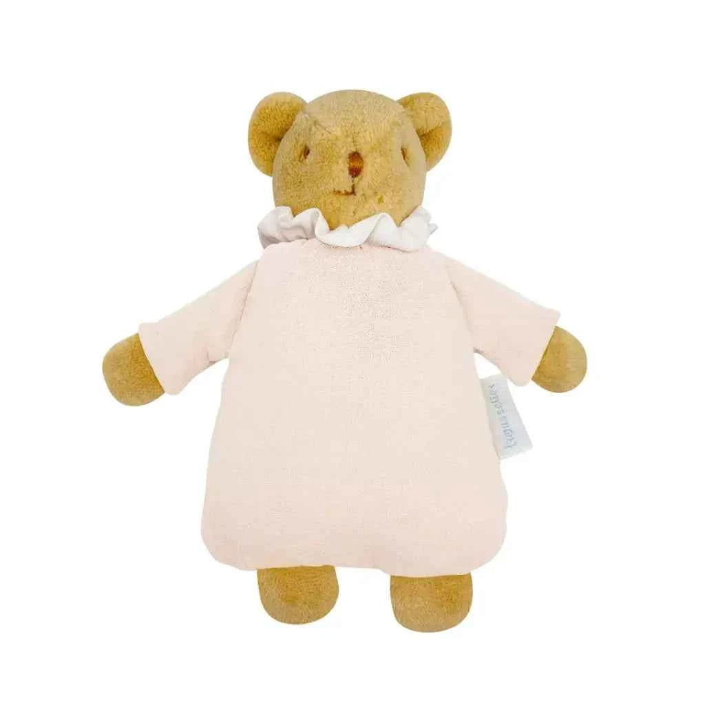 Ours Nid d'Ange Doudou avec Hochet - Coton Bio Rose Poudré - Couettes et Chouquettes