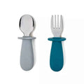 Set de couverts fourchette/cuillère (Bleu nuit/Gris perle) - Couettes et Chouquettes