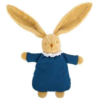 Lapin Nid d'Ange Doudou Hochet (20cm): Denim - Couettes et Chouquettes
