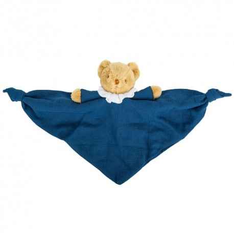 Ours Triangle Doudou Hochet (20cm): Denim - Couettes et Chouquettes